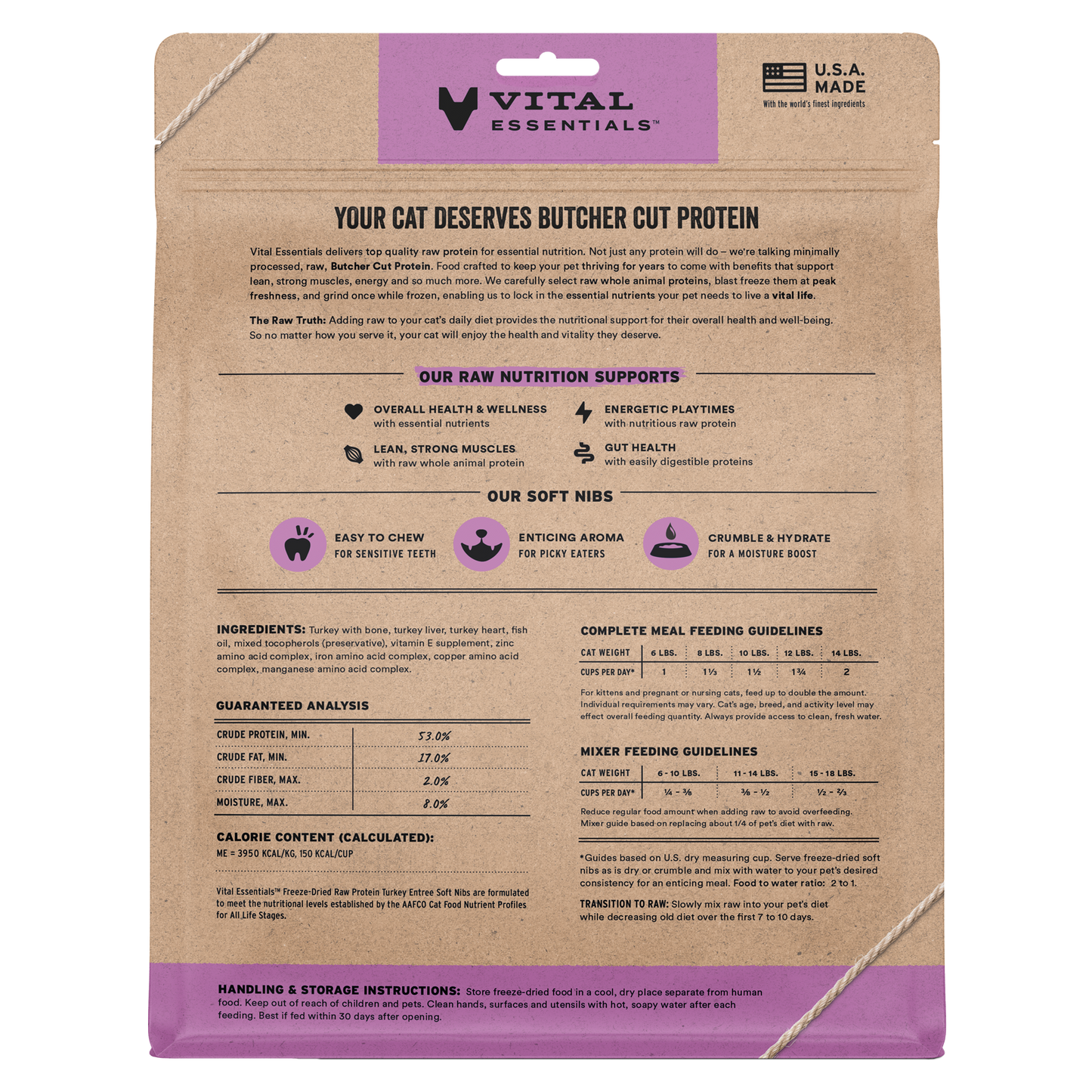 package back vital essentials®_freeze-dried raw_turkey_entree_soft nibs_cat food