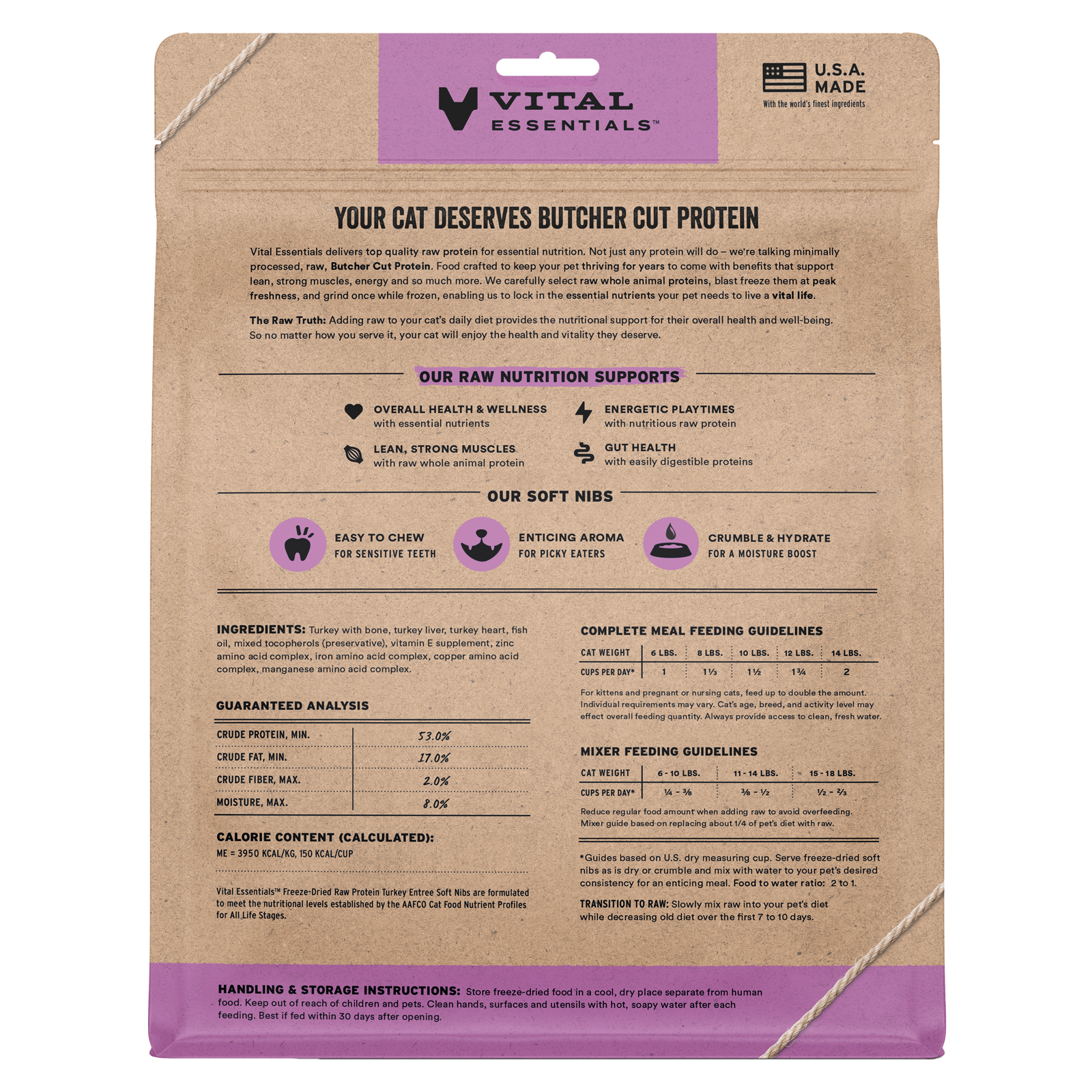package back vital essentials®_freeze-dried raw_turkey_entree_soft nibs_cat food