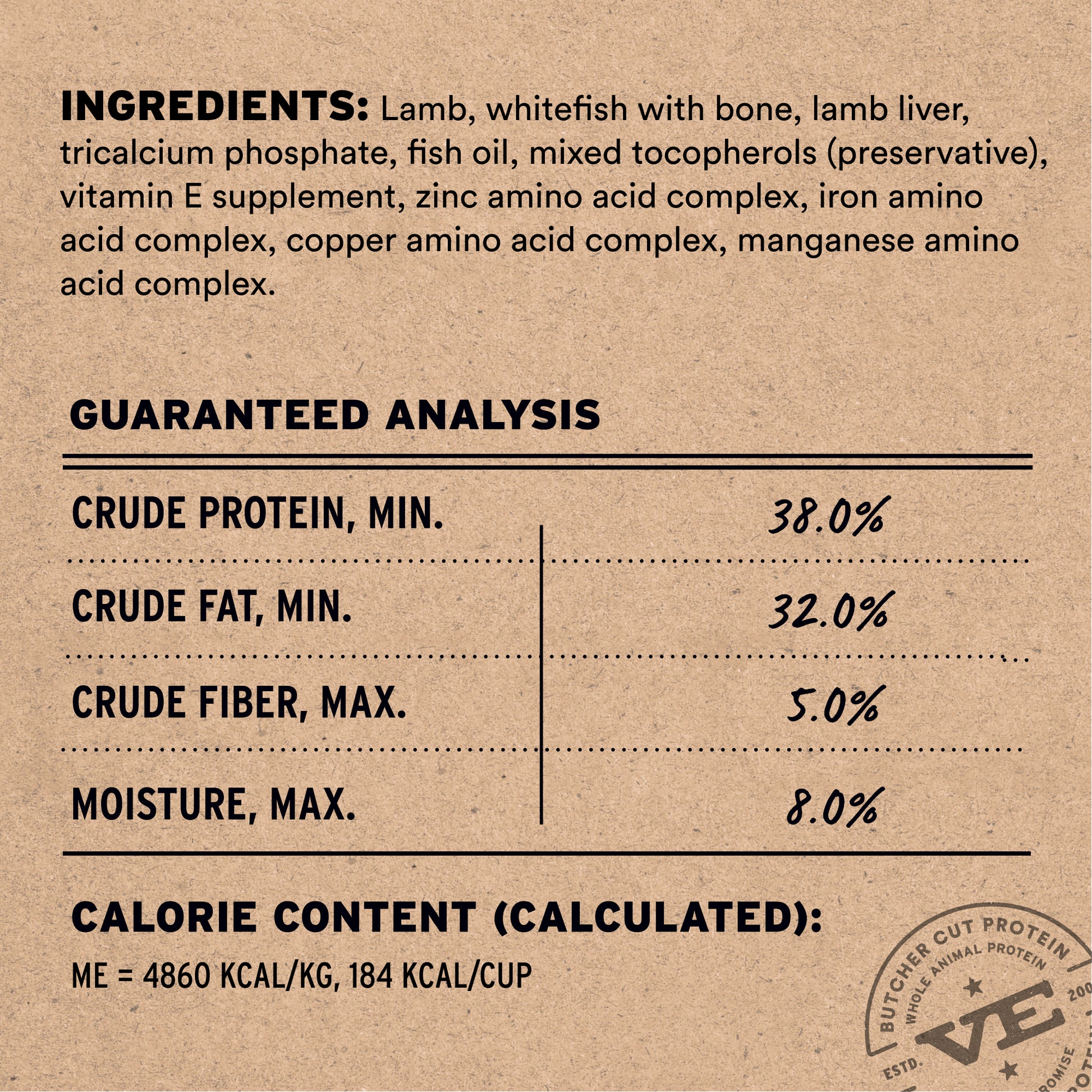 Lamb & Whitefish Soft Nibs Ingredients