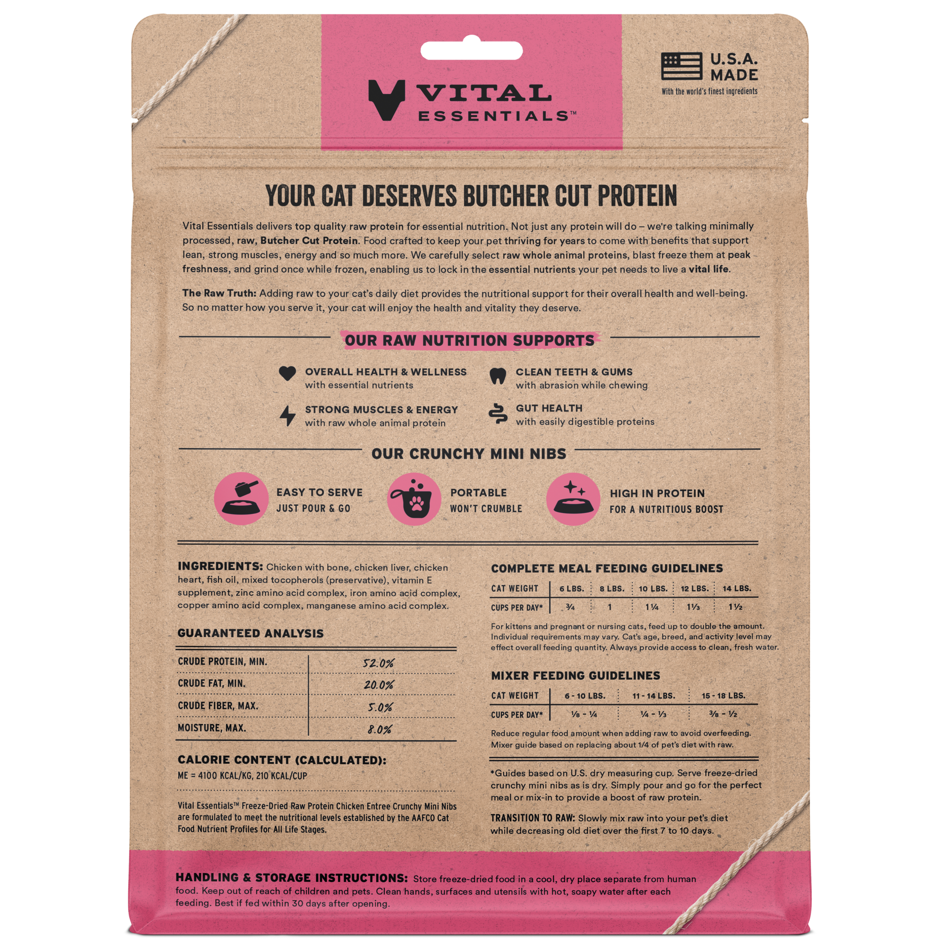 package back vital essentials®_freeze-dried raw_chicken_entree_mini nibs_cat food