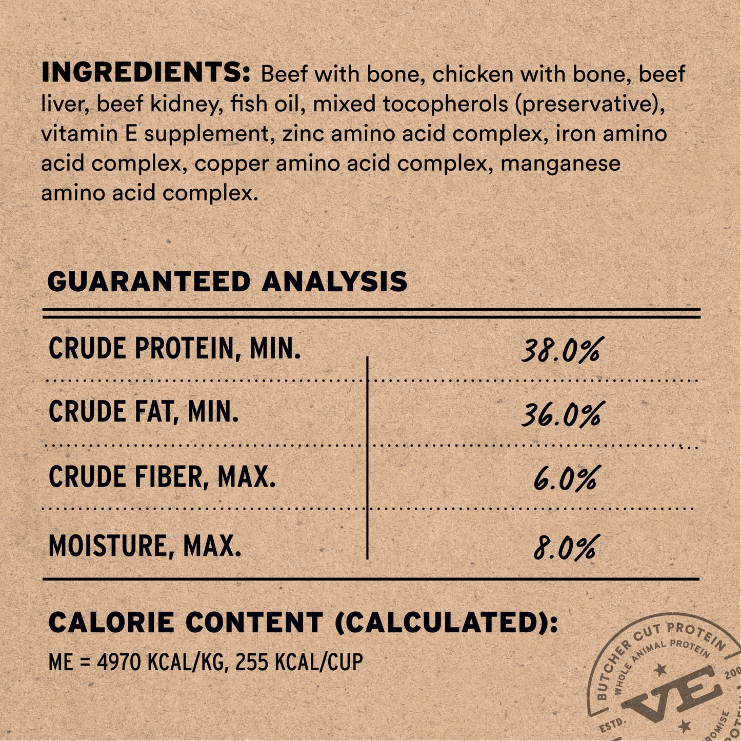 Freeze-Dried Beef & Chicken Entree Cat Food Crunchy Nibs Ingredients